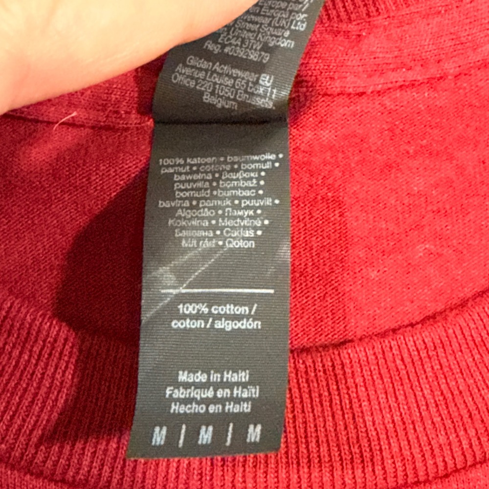 Gildan T-Shirt Men Medium Red Excellent Elon University Dining Fire Up Phoenix - Picture 3 of 6